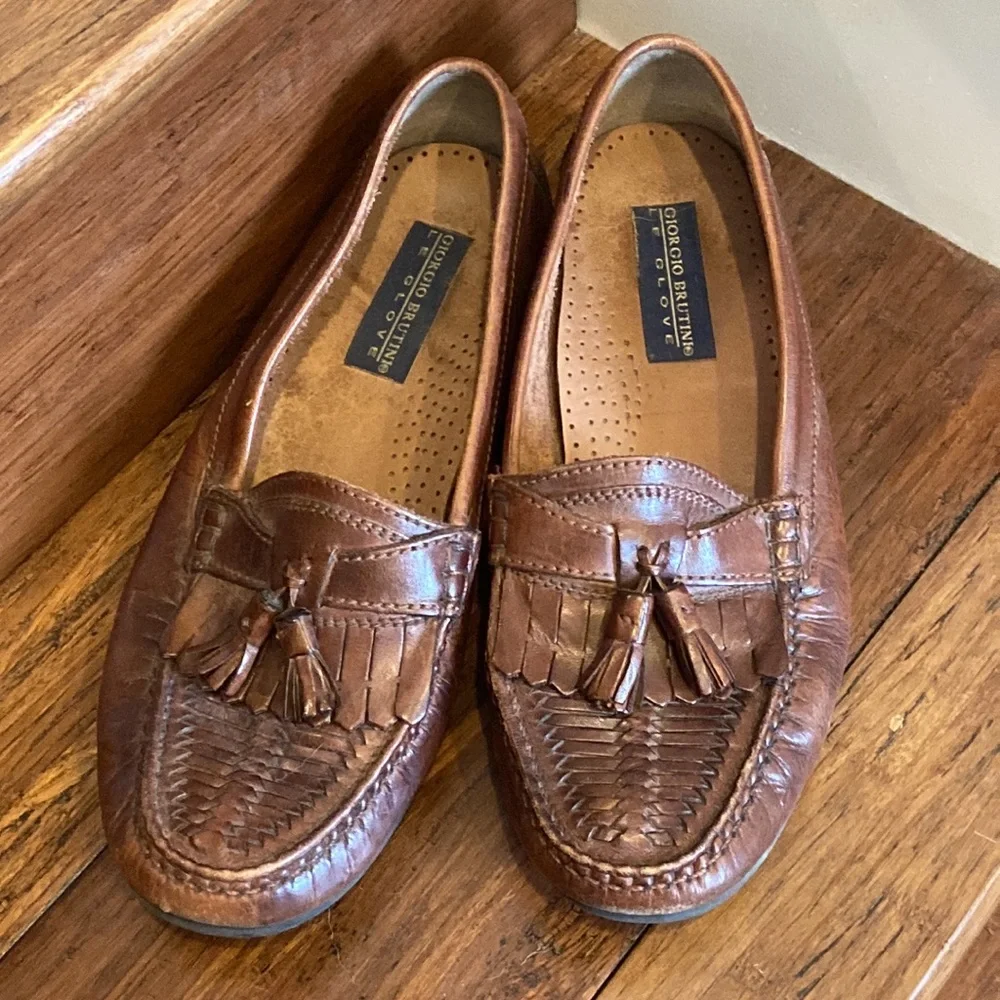 Giorgio Brutini Le Glove tan tassel dress loafers